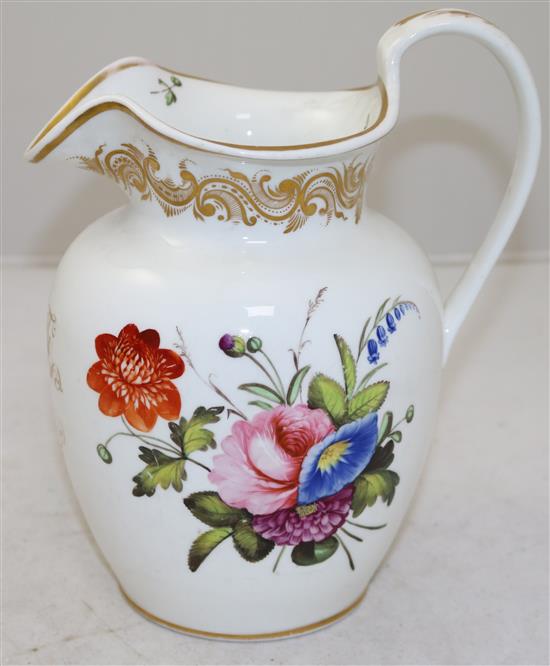 A Coalport flower painted jug, c.1825, 21cm